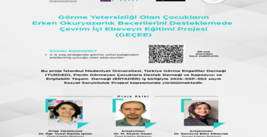 Görme Yetersizliği Olan Çocukların Erken Okuryazarlık Becerilerini Desteklemede Çevrimiçi Ebeveyn Eğitimi Projesi (GEÇEE) Başvuruları Başladı