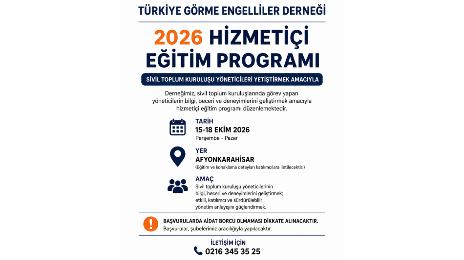 2026 Hizmet İçi Eğitim Programı İçin Ön Kayıtlar Başladı